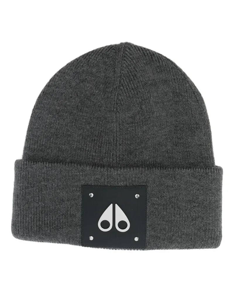 Moose Knuckles logo-plaque wool beanie - Grau Grau