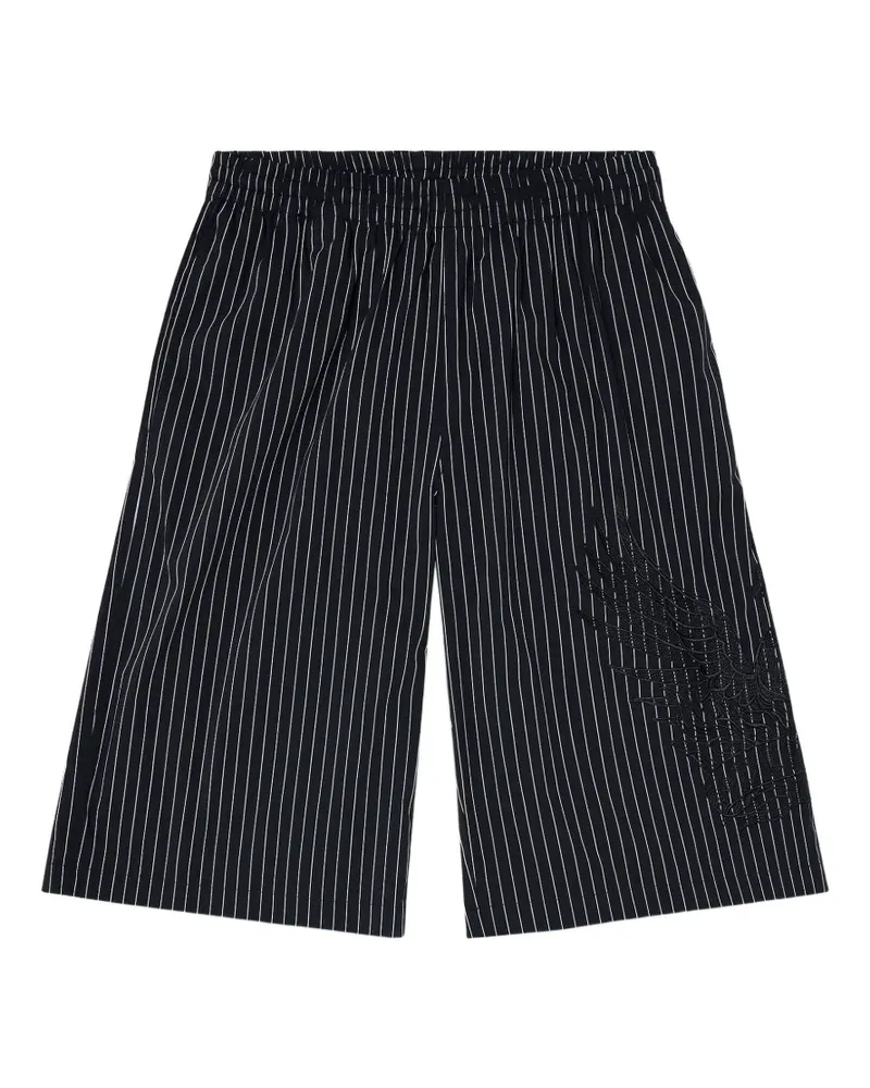 Diesel Shorts mit Nadelstreifen und Phoenix-Stickerei - Schwarz Schwarz