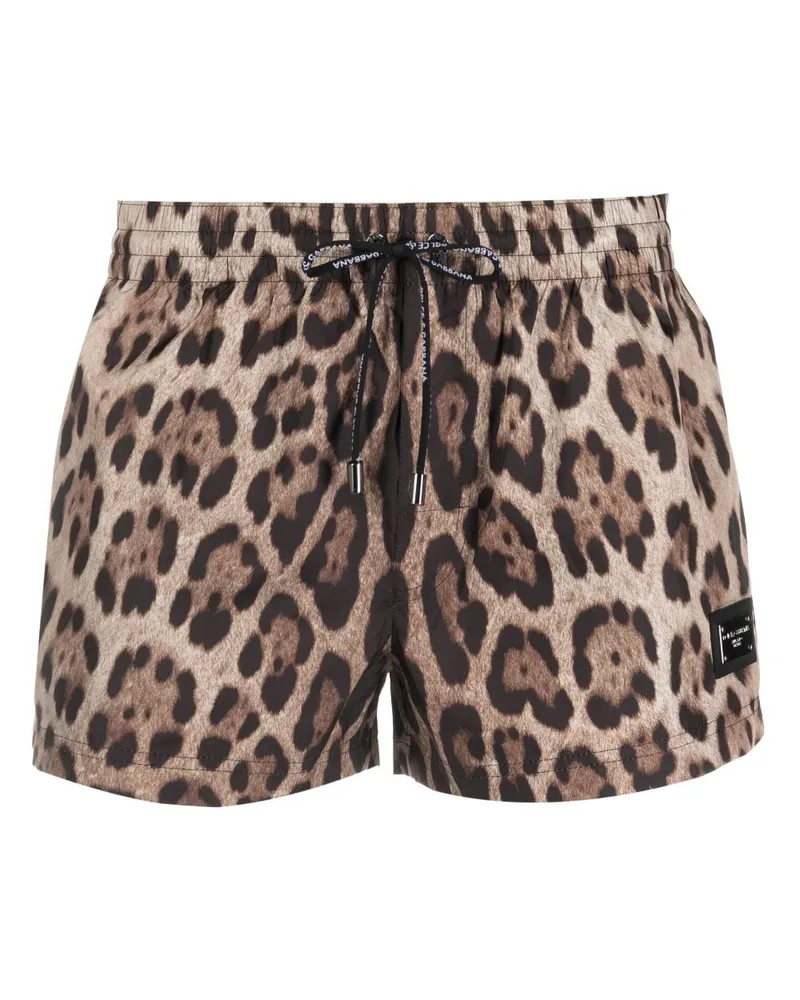 Dolce & Gabbana Badeshorts mit Leoparden-Print - Schwarz Schwarz