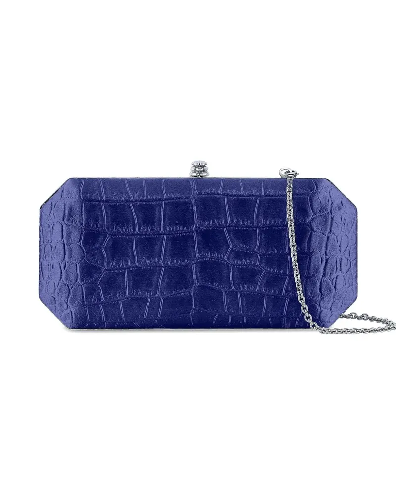 Tyler Ellis large Perry croc-effect clutch bag - Blau Blau