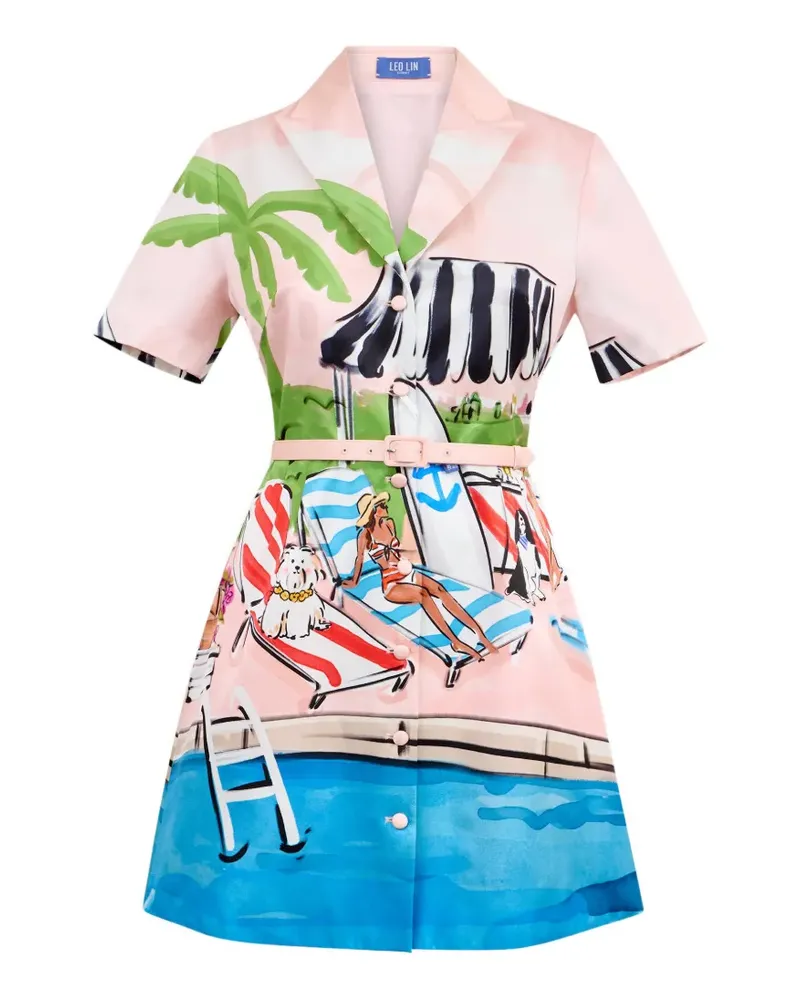 LEO LIN Minikleid mit Print - Rosa Rosa