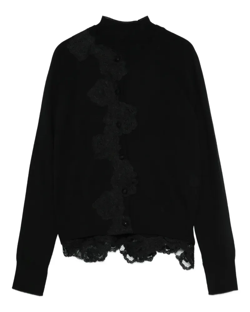 Blumarine Cardigan mit Spitzenbesatz - Schwarz Schwarz