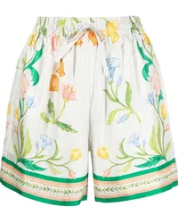 Casablanca Paris Seidenshorts mit Blumen-Print Weiß