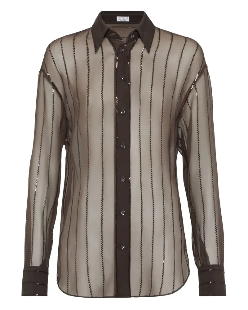 Brunello Cucinelli Hemd mit Pailletten - Braun Braun