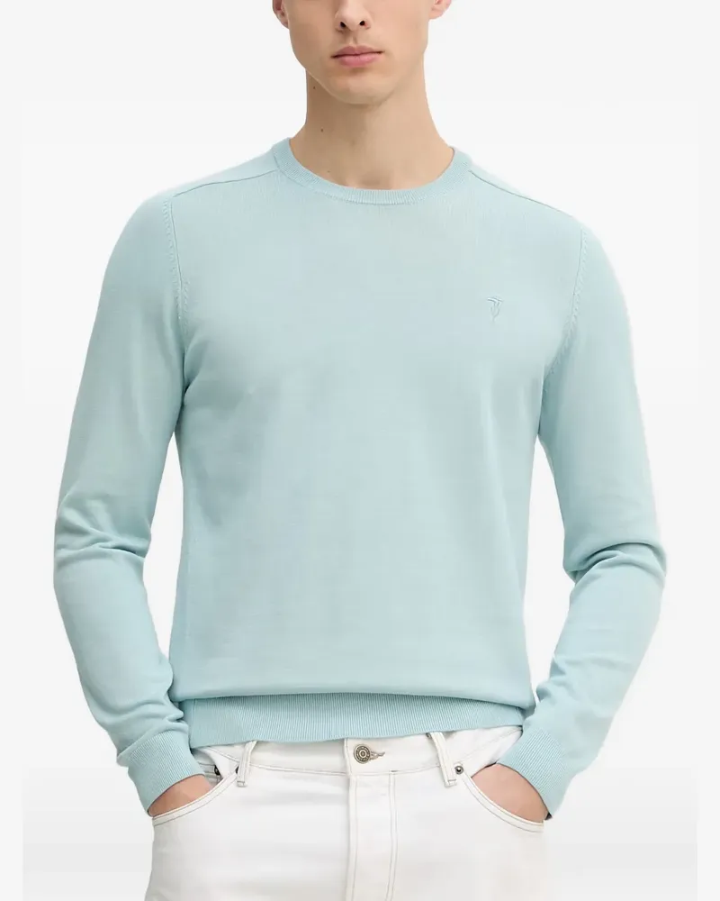Trussardi logo-embroidered crew-neck sweater - Blau Blau
