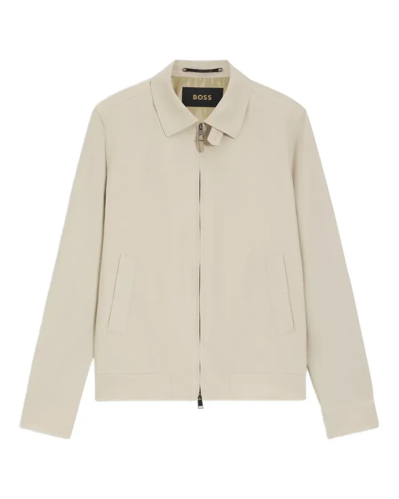 HUGO BOSS Schmale Leinenjacke mit Reißverschluss - Nude Nude