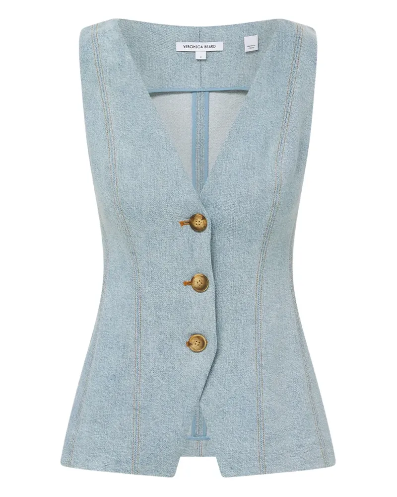 Veronica Beard Jeansweste mit Knopfverschluss - Blau Blau