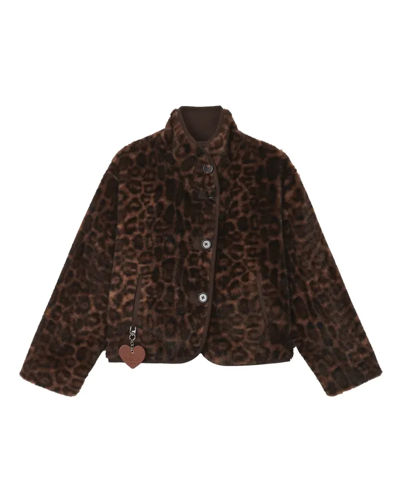 Izzue Jacke aus Faux Fur mit Leopardenprint - Braun Braun