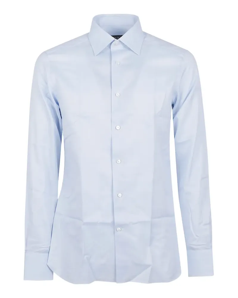 Ermenegildo Zegna micro-patterned long-sleeve shirt - Blau Blau