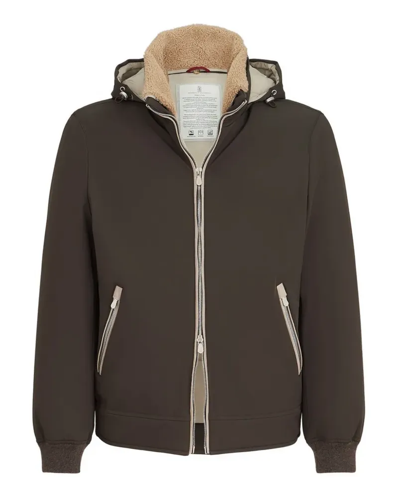 Brunello Cucinelli Daunenjacke aus Nylon mit abnehmbarer Kapuze - Braun Braun