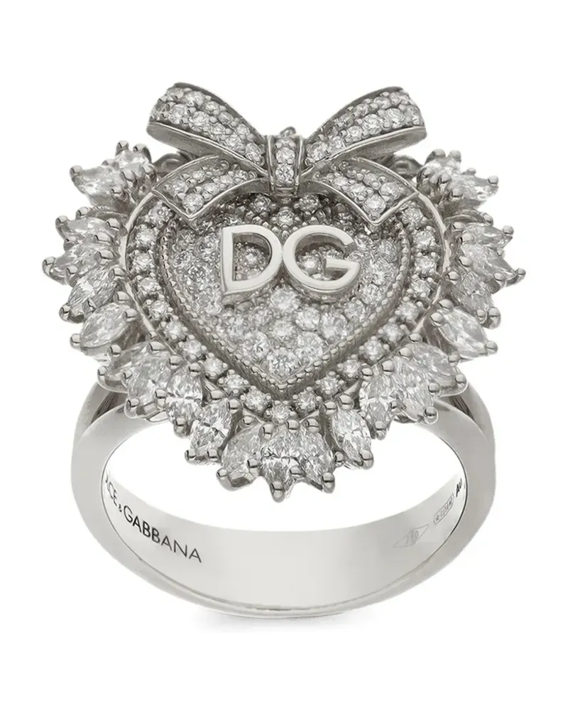 Dolce & Gabbana 18kt Devotion Weißgoldring mit Diamant - Silber Silber