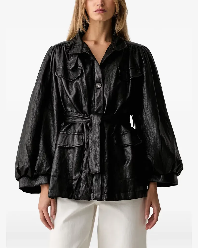 VICOLO Puffärmel-Jacke mit Gürtel - Schwarz Schwarz