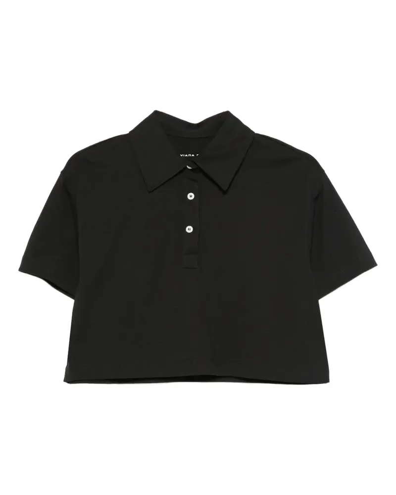 Liviana Conti Cropped-Poloshirt mit Polokragen - Schwarz Schwarz