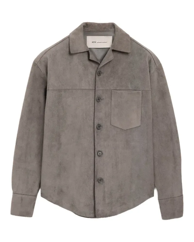 AMI Paris suede-finish button-up jacket - Grau Grau