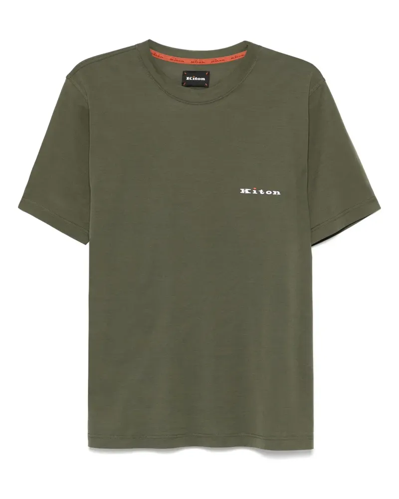 Kiton T-Shirt mit Logo-Stickerei - Grün Grün