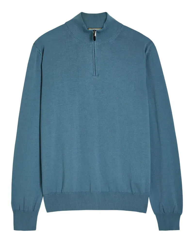 Canali Pullover mit kurzem Reißverschluss - Blau Blau