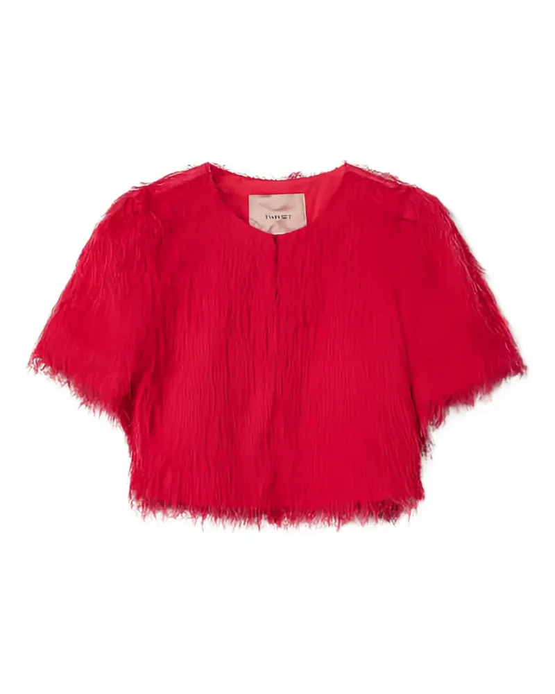 Twin-Set Kurzärmelige Jacke mit Federn - Rot Rot