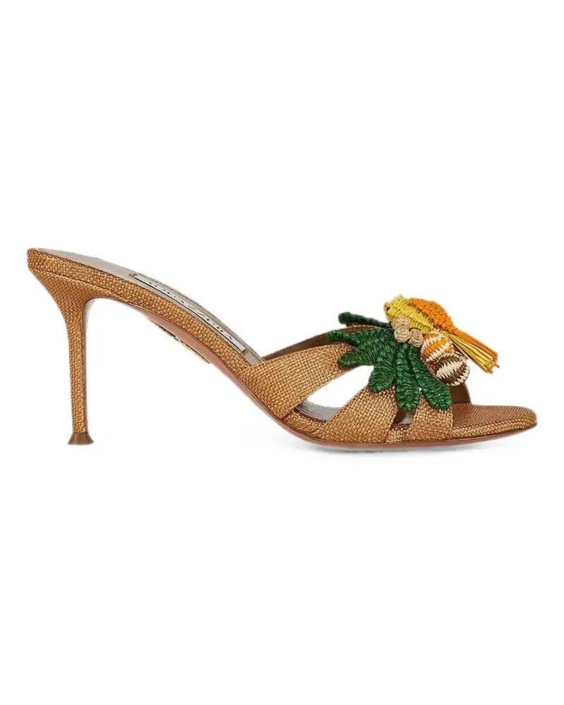 Aquazzura Birdsong embellished woven mules - Braun Braun