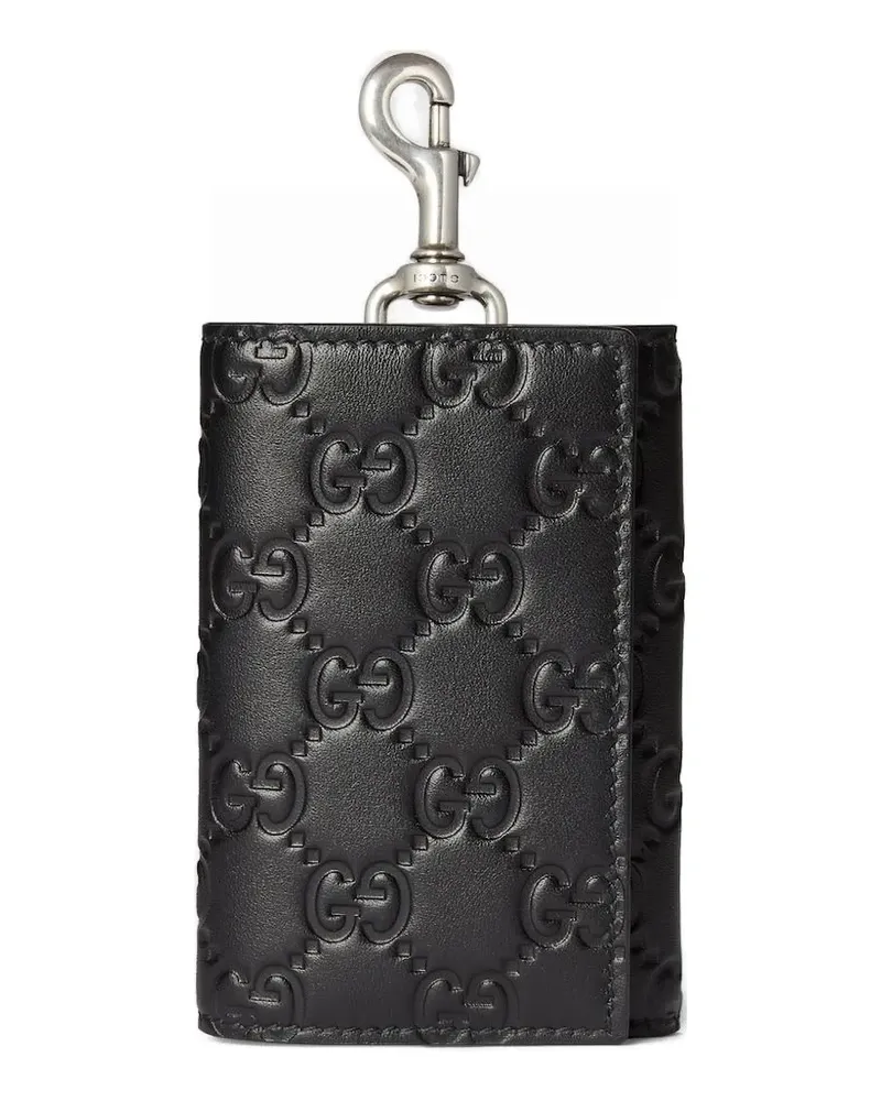 Gucci embossed-pattern keychain - Schwarz Schwarz