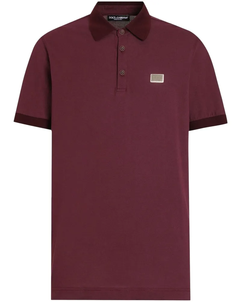 Dolce & Gabbana Poloshirt mit Logo-Schild - Rot Rot