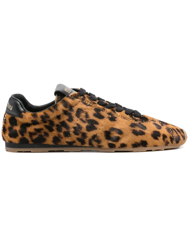 Miu Miu Sneakers mit Leoparden-Print - Braun Braun