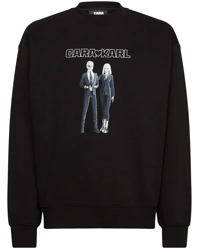 Karl Lagerfeld x Cara Delevingne Sweatshirt mit grafischem Print - Schwarz Schwarz