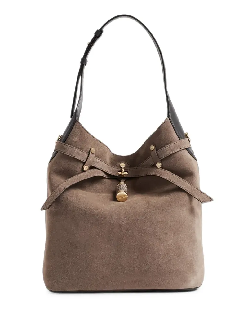 Borbonese medium Premiere Bucket suede toggle-fastening tote bag - Braun Braun