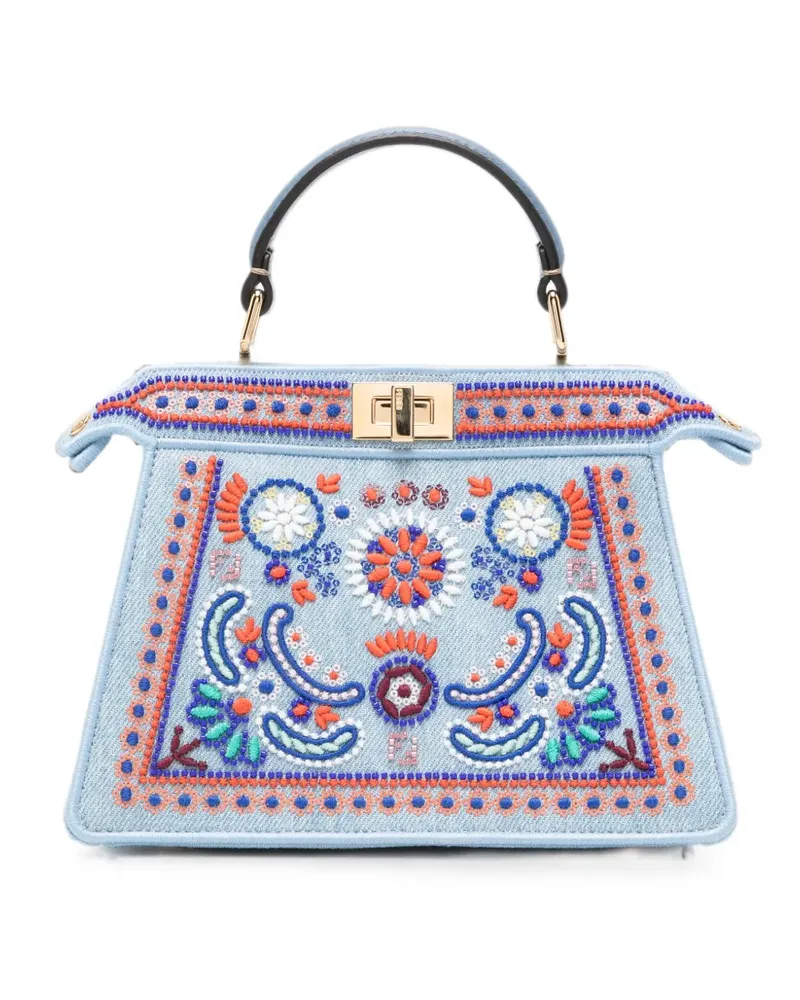 Fendi Peekaboo ISeeU bead-embellished tote bag - Blau Blau