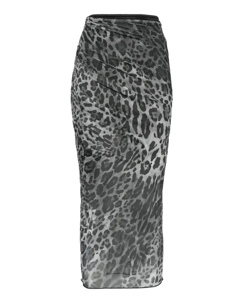 Aniye By Lulù leopard-print ruched midi skirt - Grau Grau