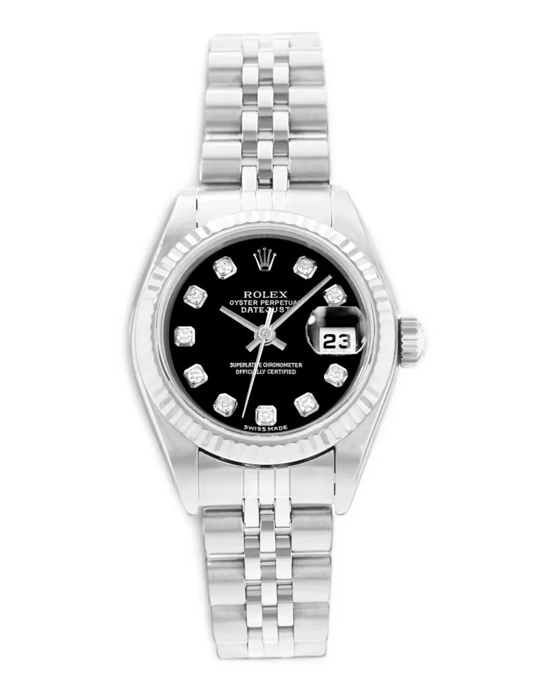 Rolex Datejust Armbanduhr mit geriffelter Lünette 26mm - Schwarz Schwarz