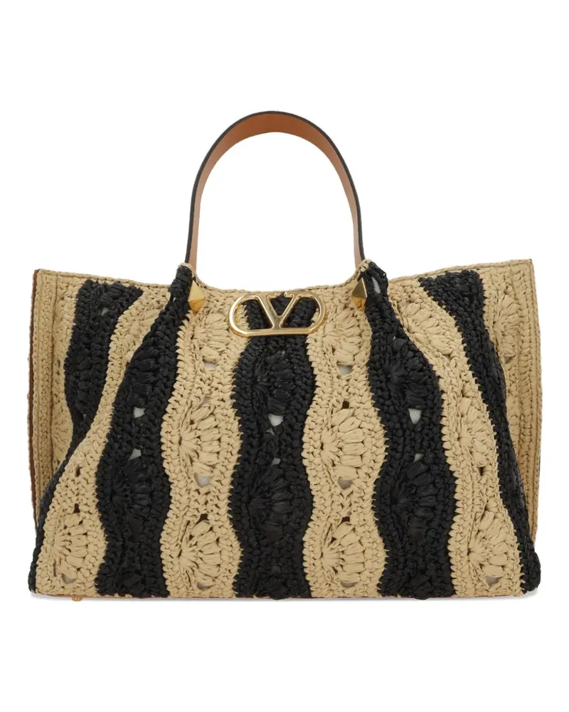 Valentino Garavani striped woven tote bag - Nude Nude