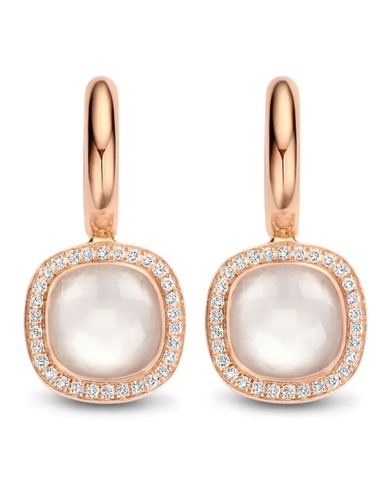 TIRISI 18kt Rotgoldhängeohrringe mit Diamant und Quarz - Rosa Rosa