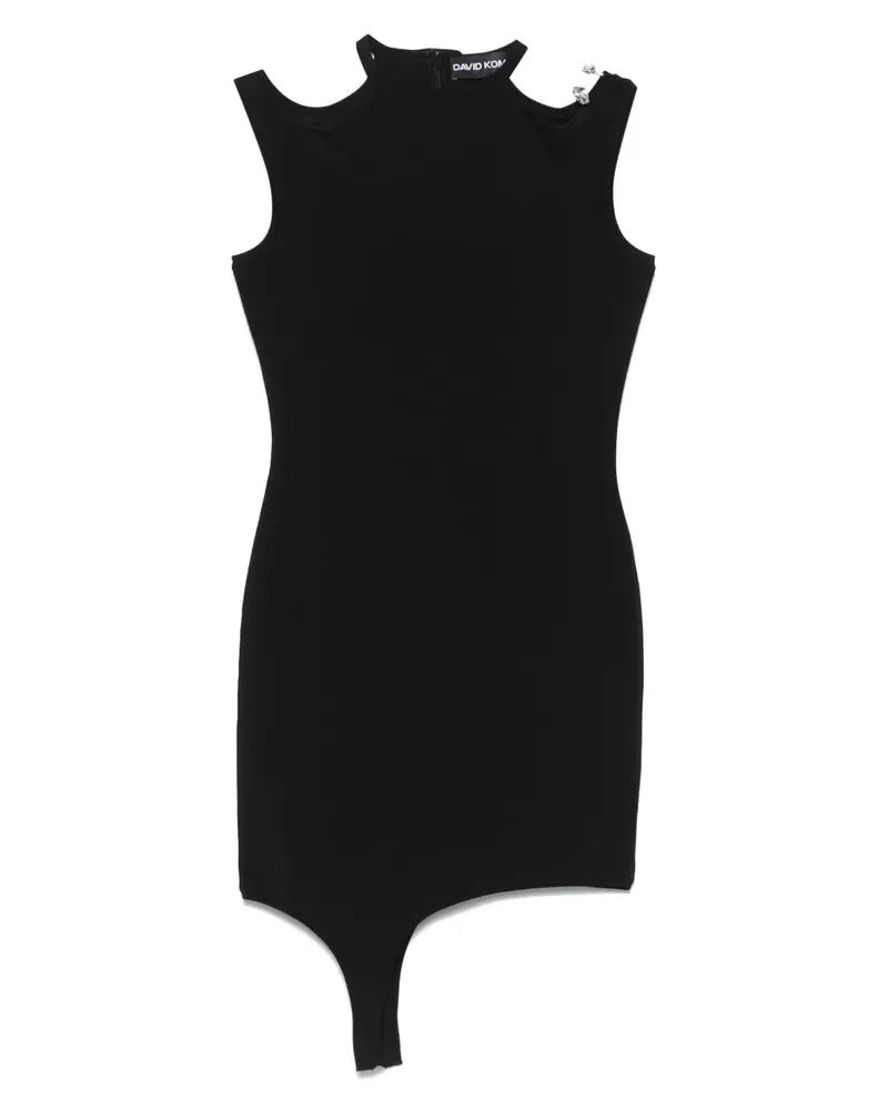 David Koma Asymmetrisches Minikleid mit Schnalle - Schwarz Schwarz