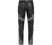 Lederhose mit schmalem Schnitt - Schwarz