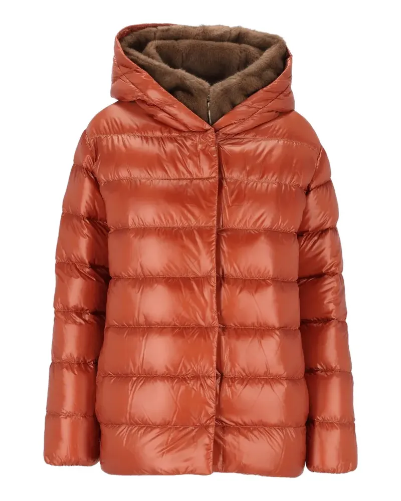 Herno Gesteppter Mantel mit Besatz aus Faux Fur - Orange Orange