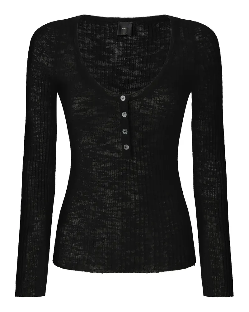 Pinko Gerippter Pullover mit langen Ärmeln - Schwarz Schwarz