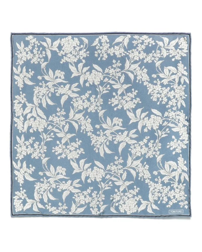 Tom Ford Einstecktuch mit Blumen-Print - Blau Blau