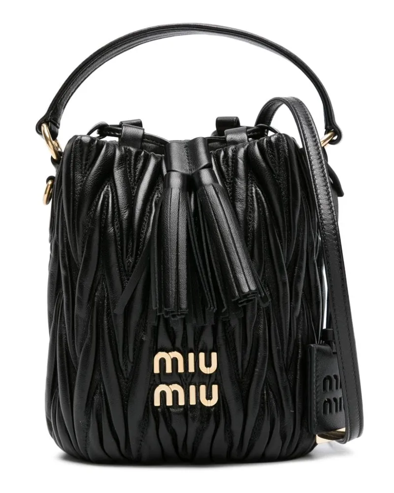 Miu Miu Matelassé-Beuteltasche mit Logo - Schwarz Schwarz