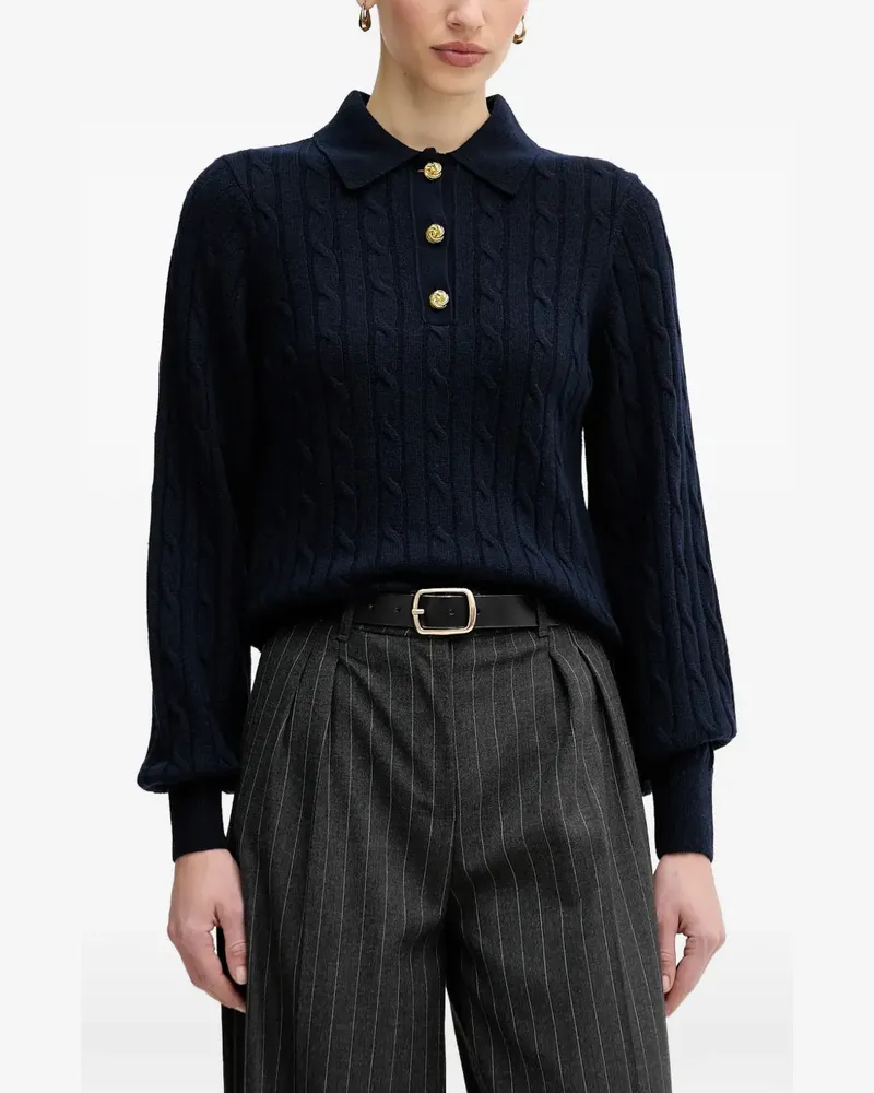 Barbour Evie cable knit polo top - Blau Blau