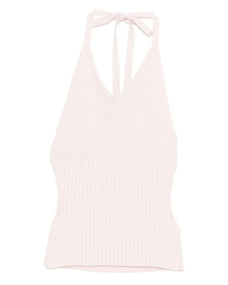 Reformation Geripptes Delia Neckholder-Top - Rosa Rosa