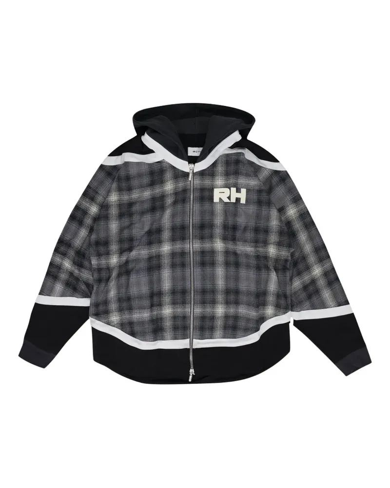 RHUDE check-pattern hybrid hoodie - Schwarz Schwarz
