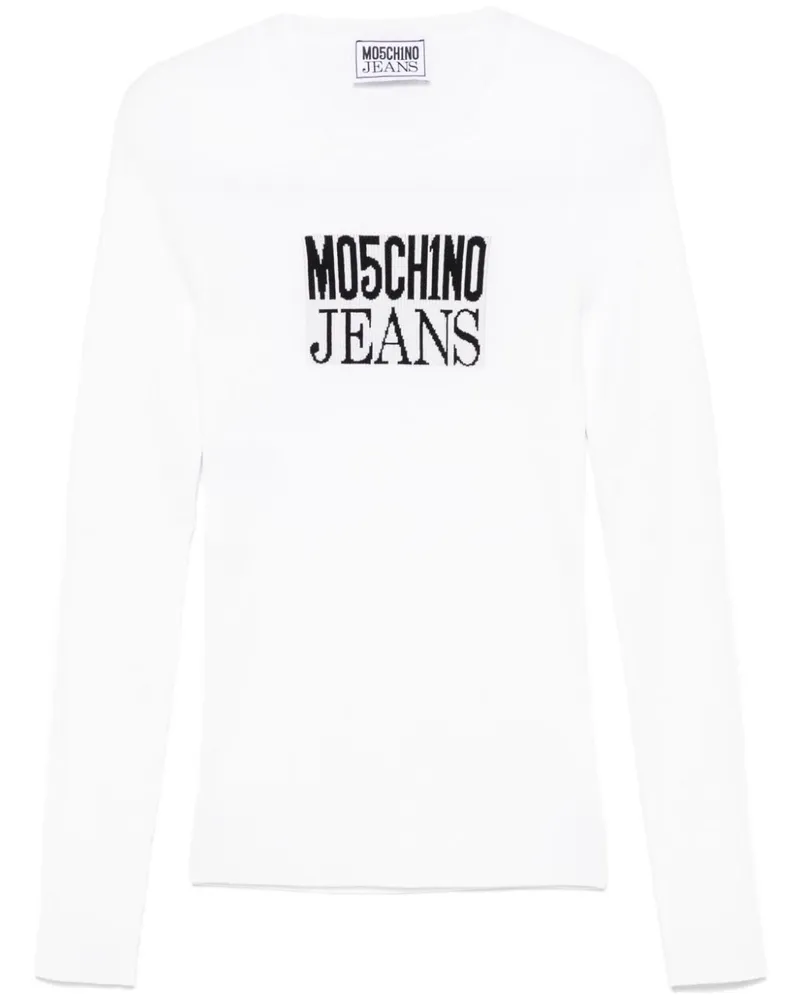 Moschino Jacquard-T-Shirt mit Logo - Weiß Weiß
