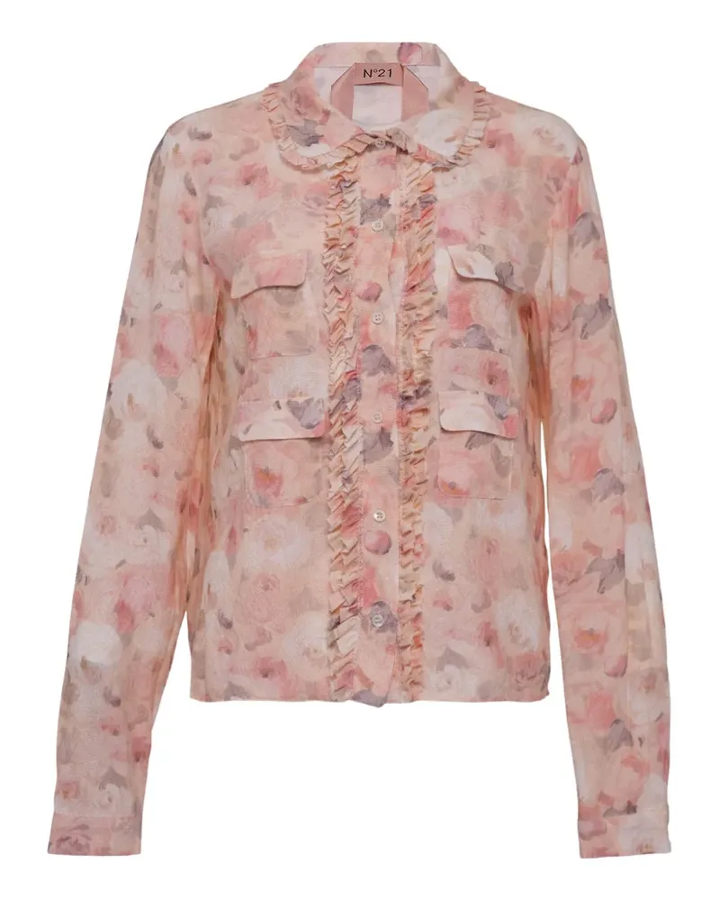 N° 21 Bluse mit Blütenmuster - Rosa Rosa