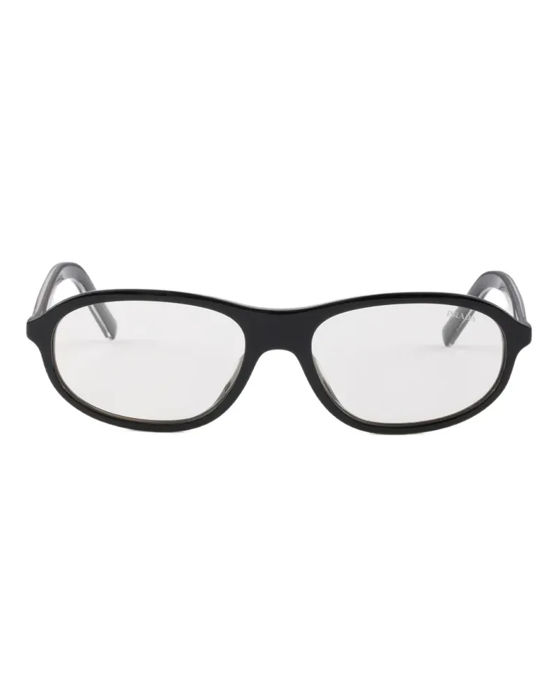 Prada Sonnenbrille mit ikonischem Metall-Schild - Schwarz Schwarz