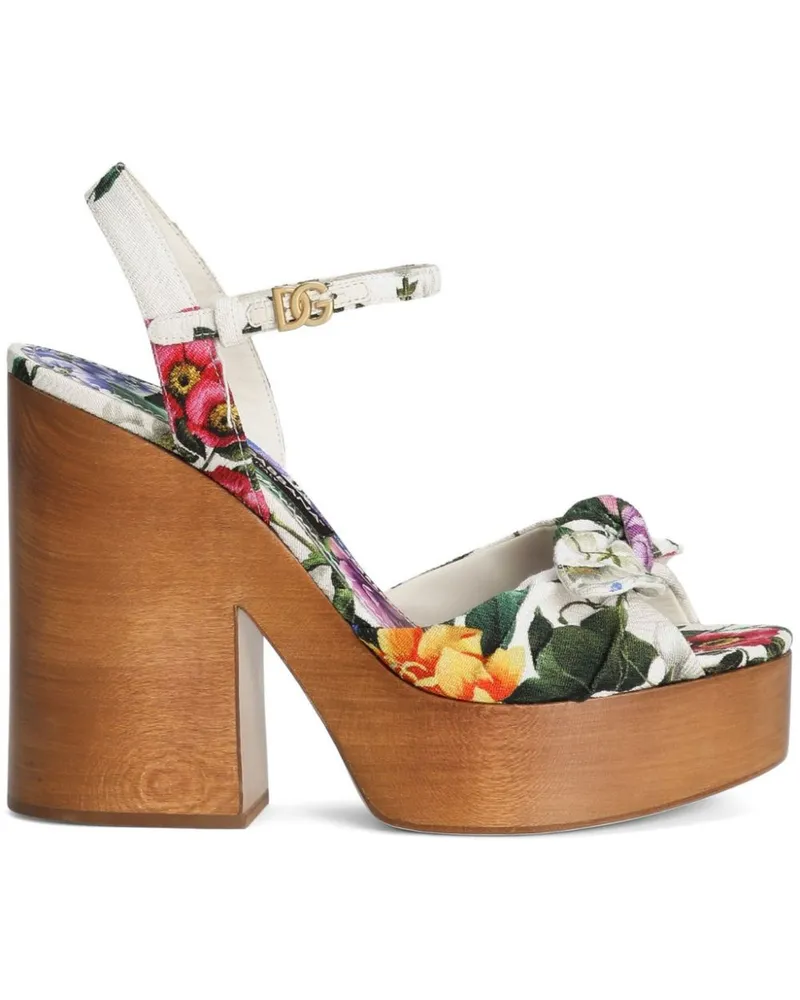Dolce & Gabbana Sandalen mit Blumen-Print - Weiß Weiß