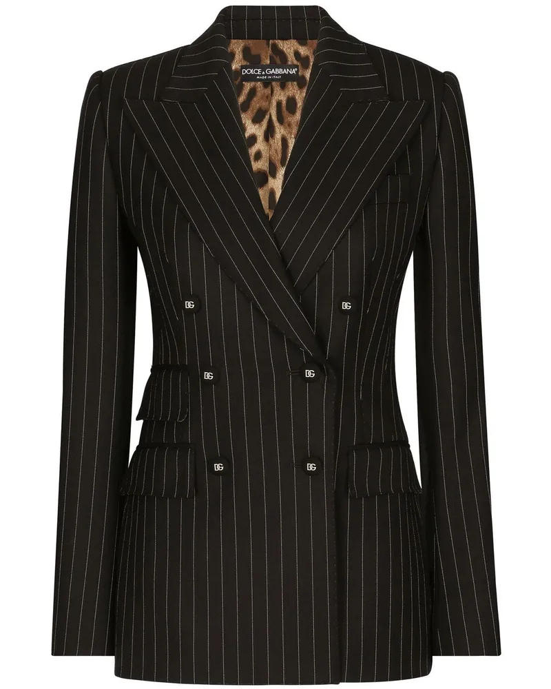 Dolce & Gabbana Doppelreihiger Blazer mit Streifen - Schwarz Schwarz