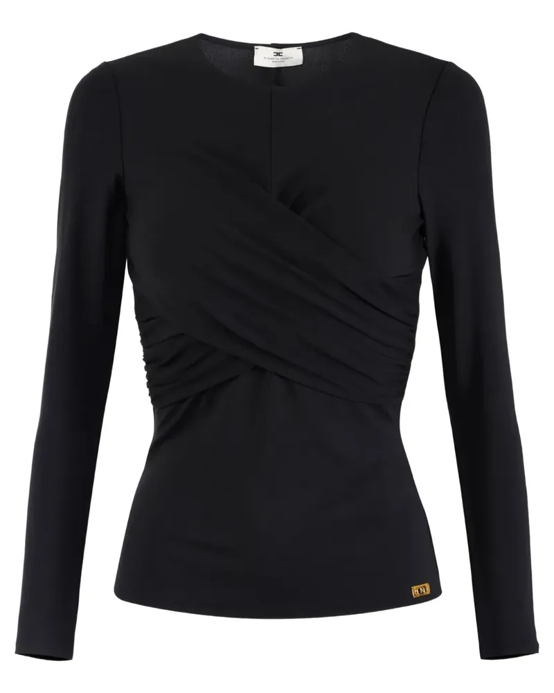 Elisabetta Franchi Drapiertes Krepptop - Schwarz Schwarz