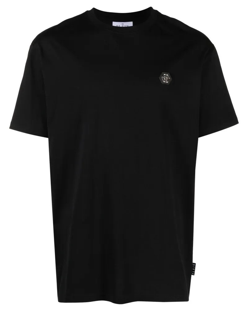 Philipp Plein T-Shirt mit Gotik-Logo - Schwarz Schwarz
