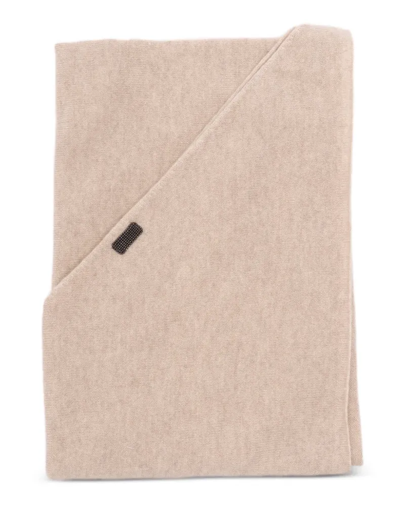 Brunello Cucinelli Monili-embellished cashmere scarf - Nude Nude