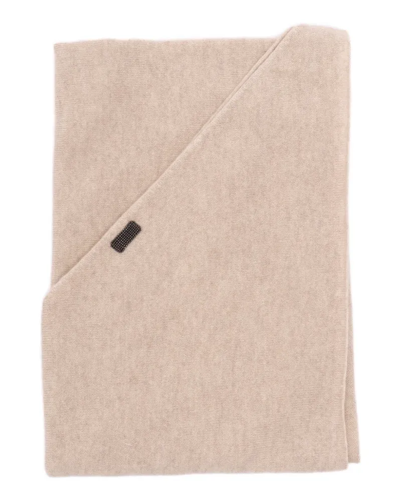 Brunello Cucinelli Monili-embellished cashmere scarf - Nude Nude